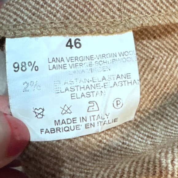 Missoni Italy Virgin Wool Tan Trousers Belt Hem Slit IT 46 US 10–12 Elegant Fit - Picture 5 of 10